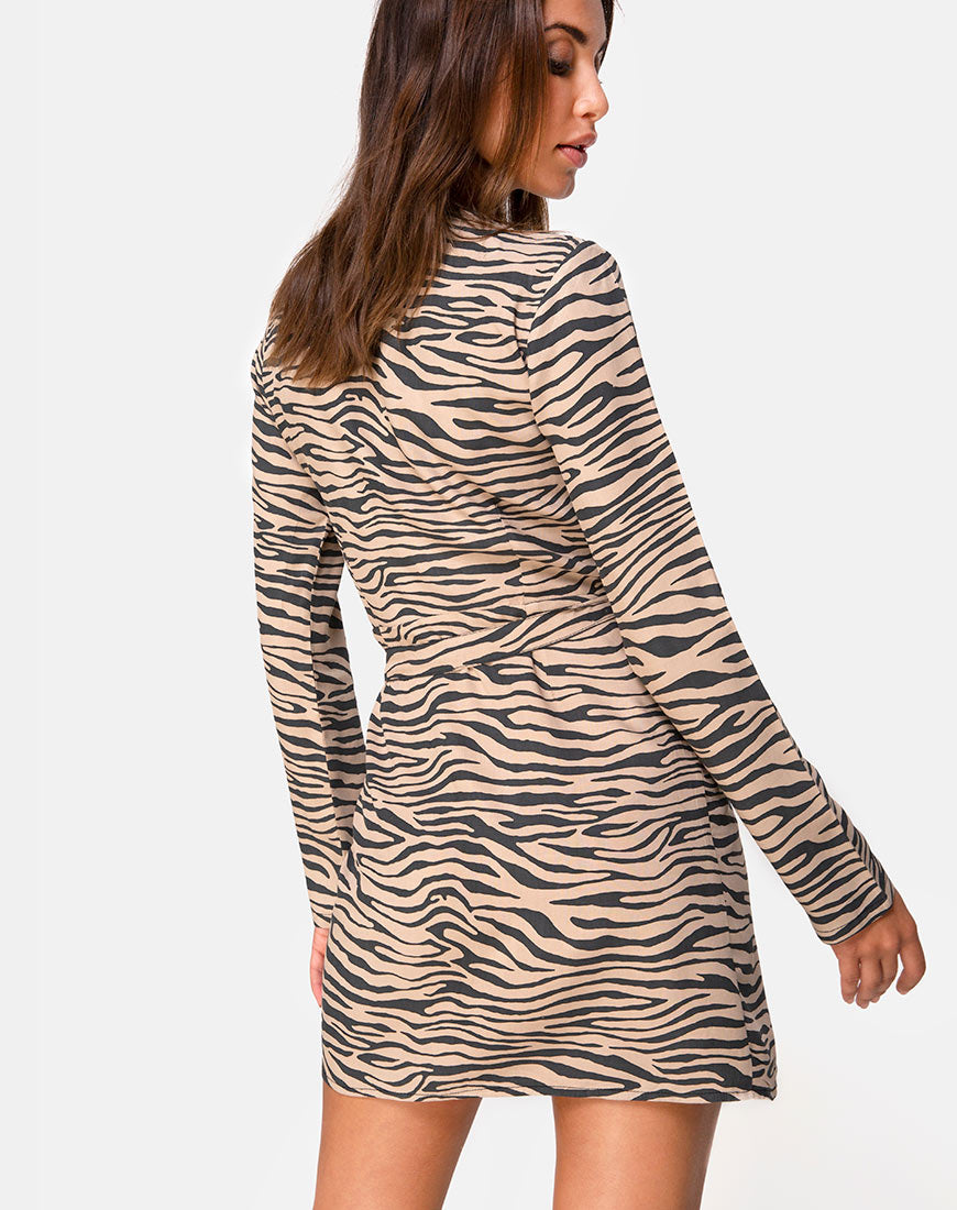 Image of Deva Wrap Dress in 90s Zepra Taupe