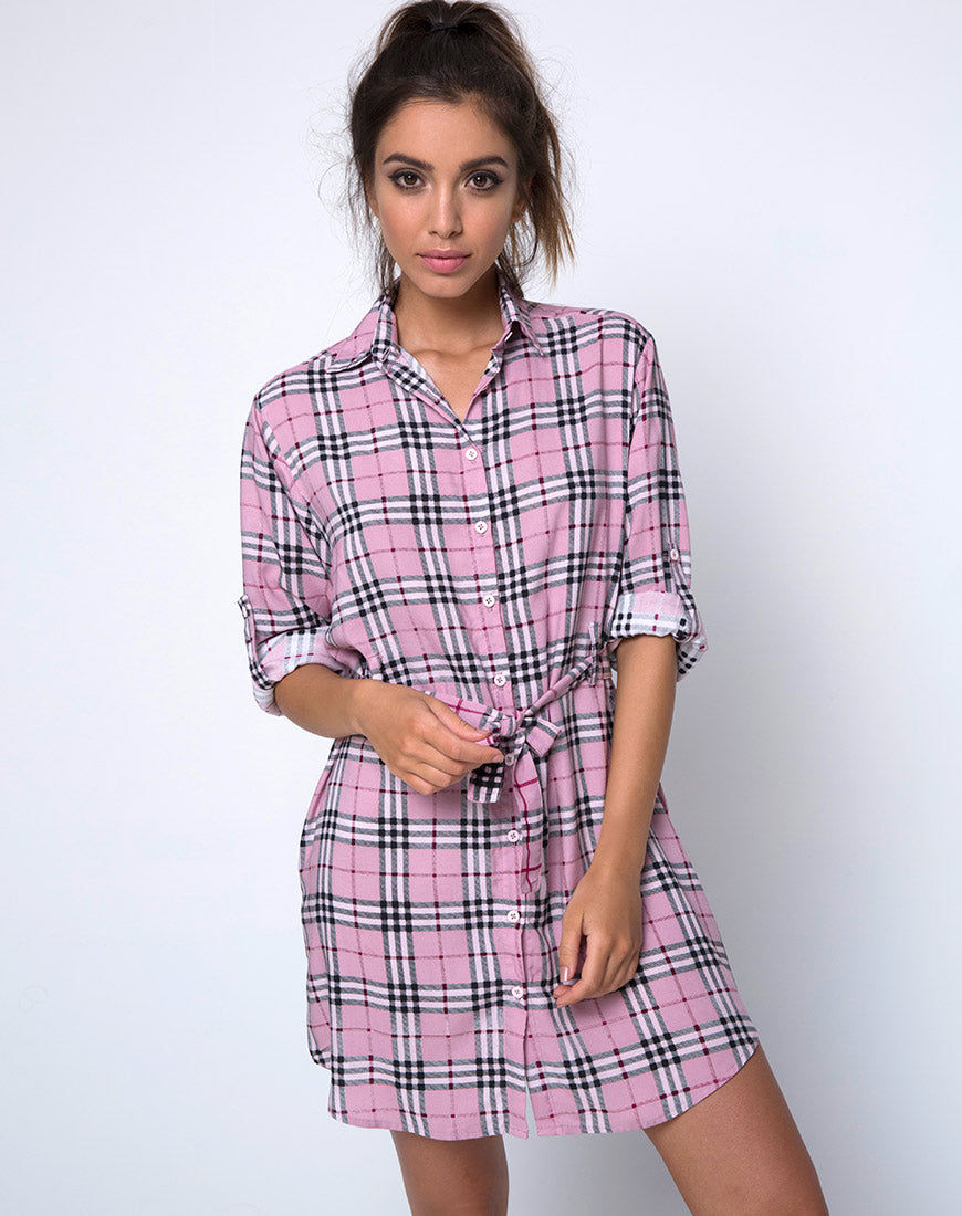 Dise Shirt Dress in Pink Check