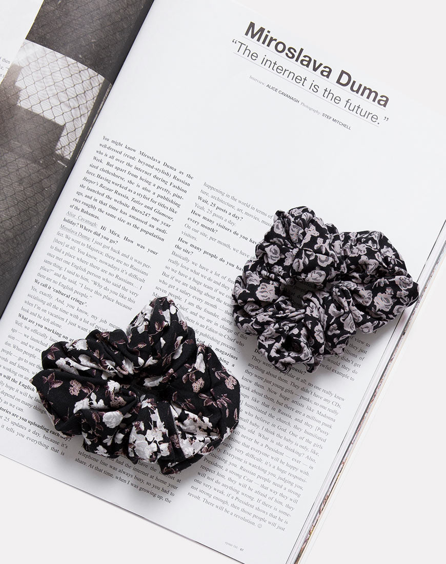 Image of Scrunchie in Ditsy Rose Black