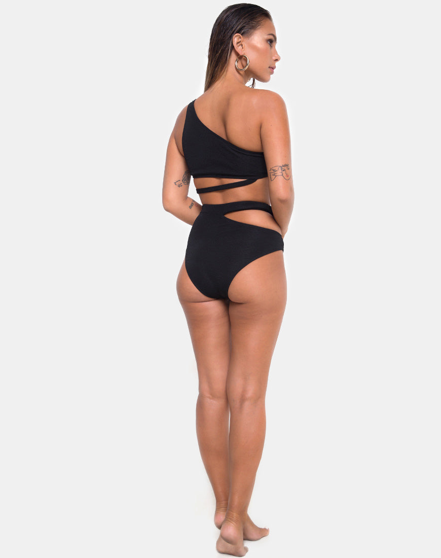 Dreama Bikini Bottom in Textured Black