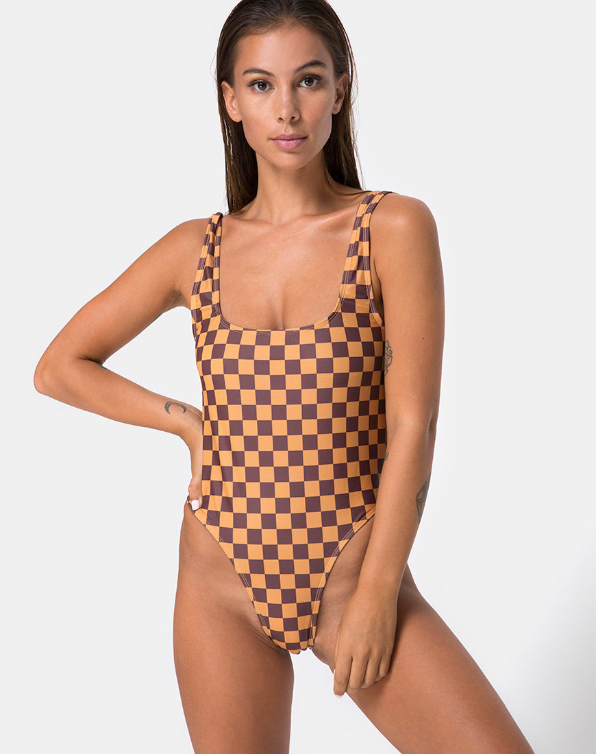 Image of Drela Swimsuit in Mocha Checker