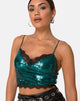 Image of Drilly Top in Teal Mini Sequin With Black Lace