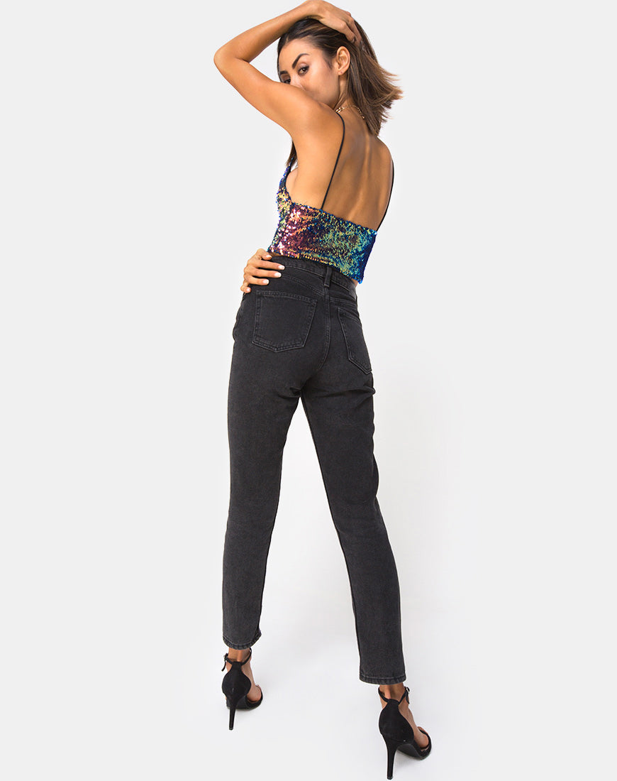 Image of Dyrilla Cropped Bralet in Dragon Fruit Sequin