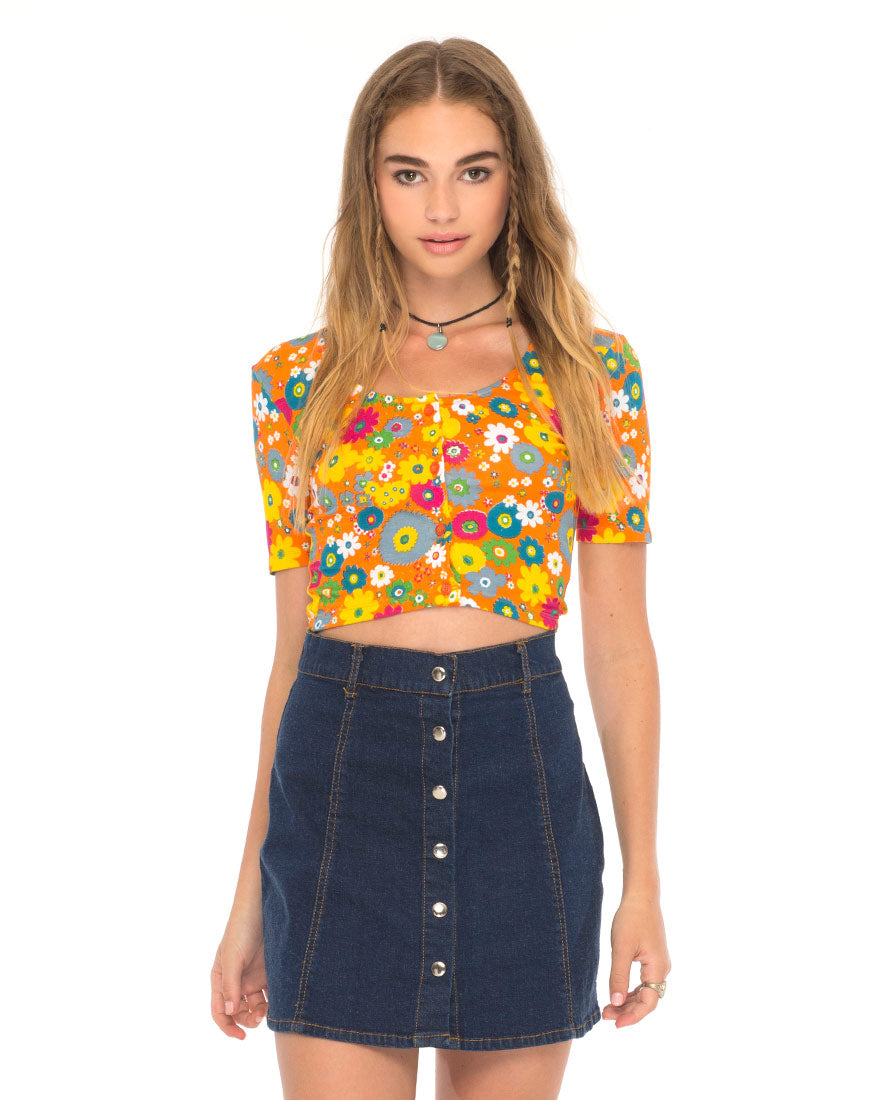 Eclat Crop Top in Playtime Floral Orange