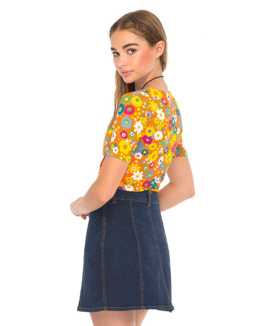 Eclat Crop Top in Playtime Floral Orange