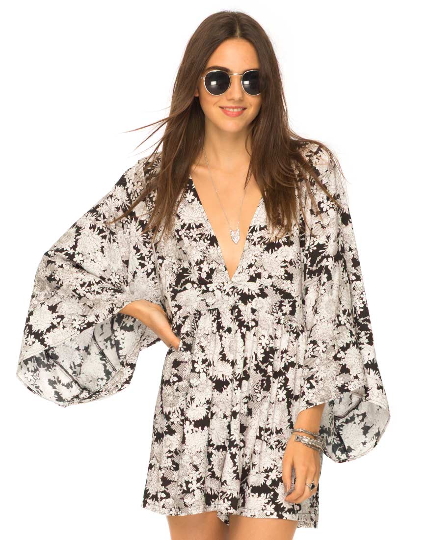 Eclipse Kimono Sleeve Playsuit in Angel Blossom