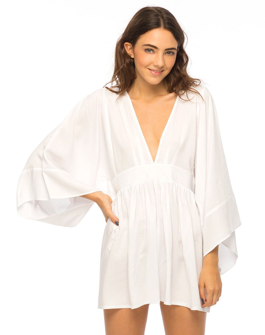 Eclipse Kimono Sleeve Playsuit in White