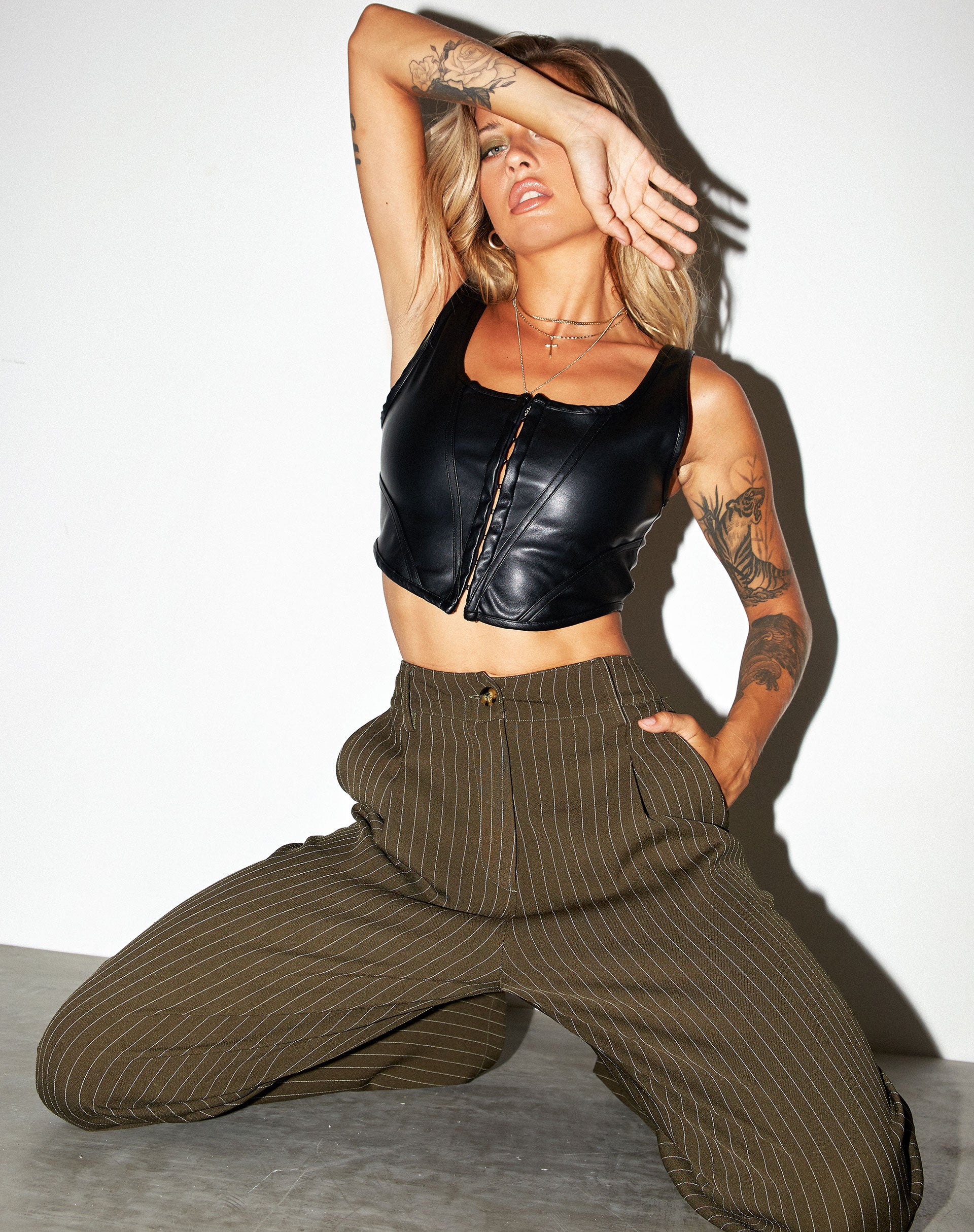 Image of Elci Corset Top in Pu Black