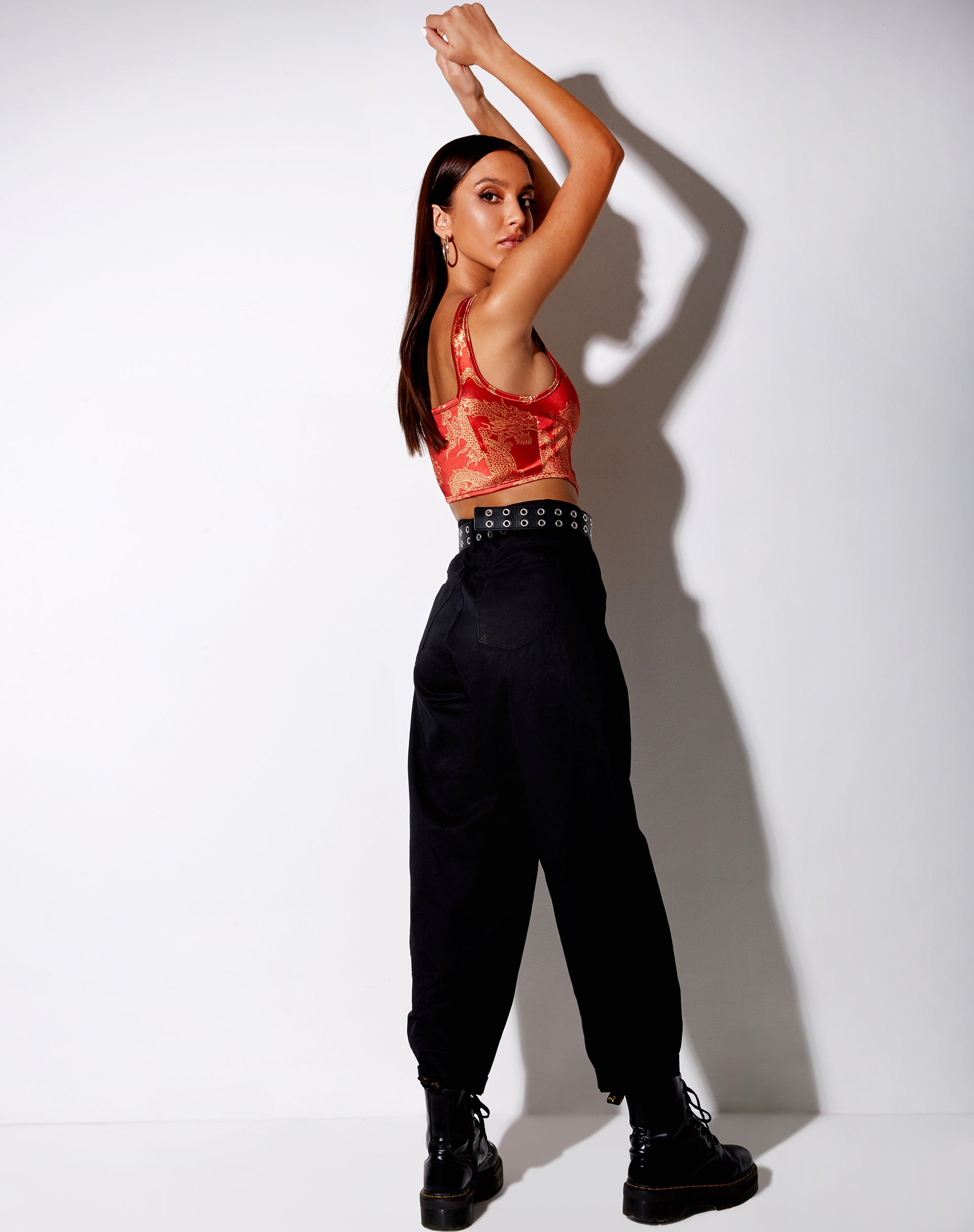 Image of Elci Corset Top in Dragon Flower Red Gold