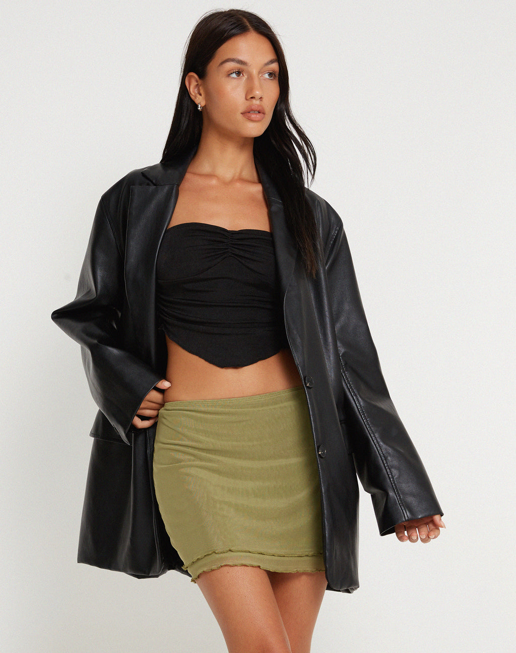 Dark Khaki Pleated Mini Micro Skirt | Casini – motelrocks.com