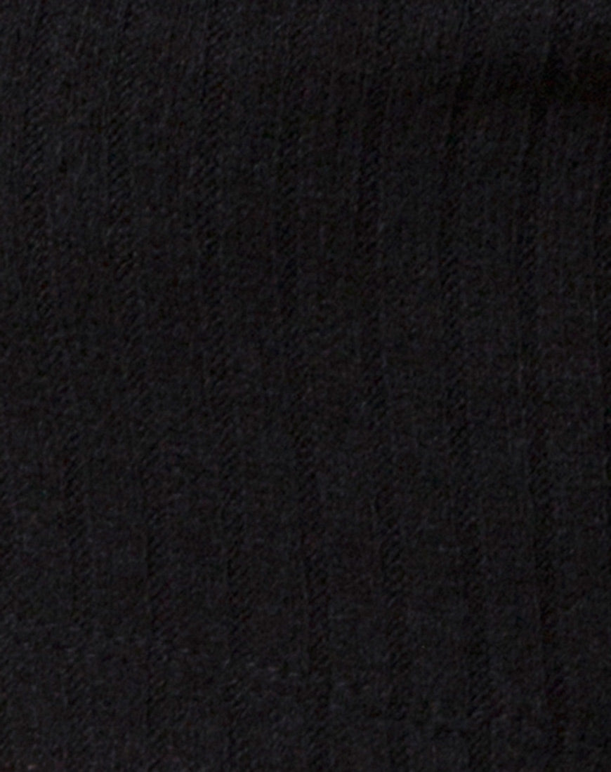 Image of Elena Crop Top in Rib Knit Black