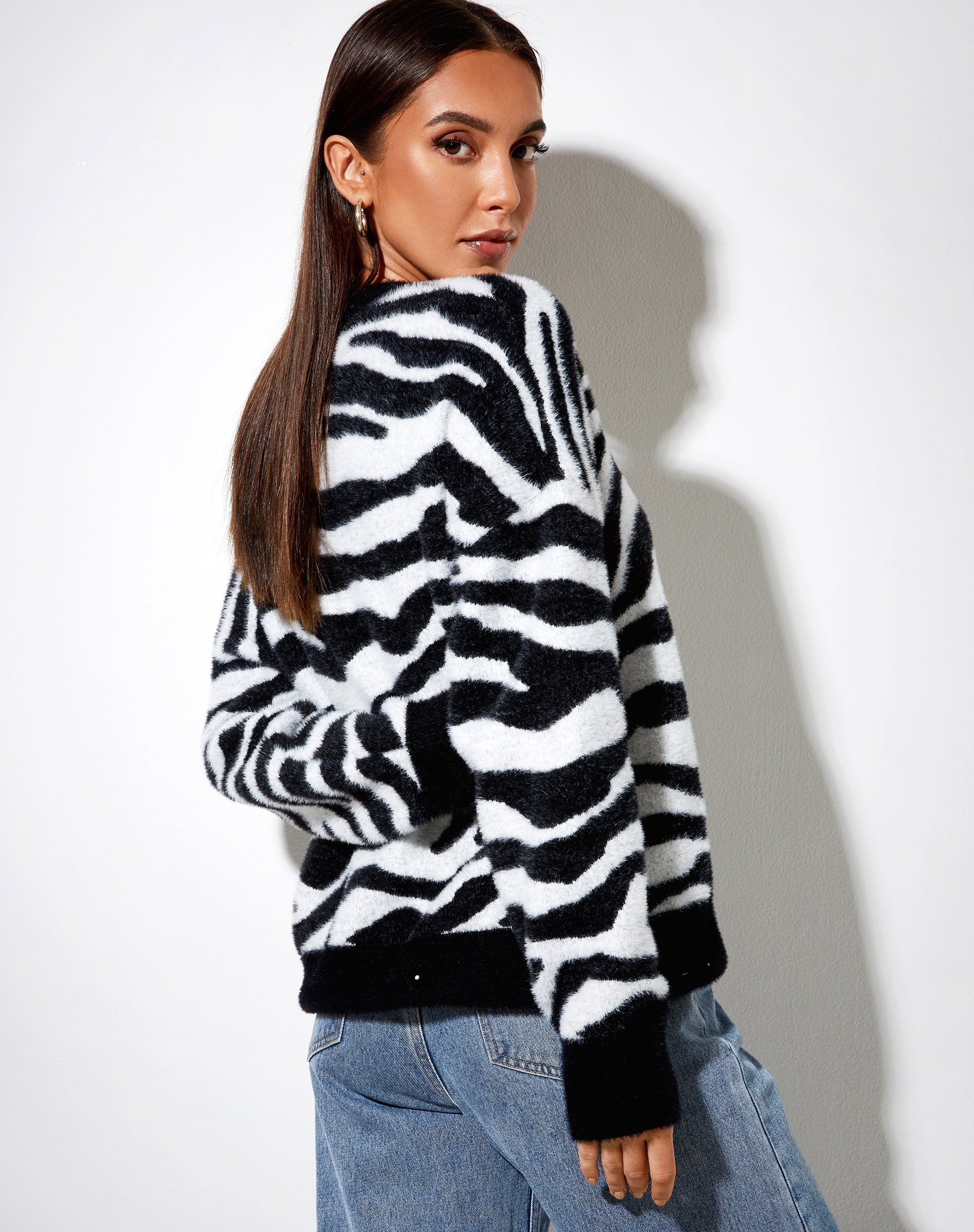 Image of Eleni Jumper in Knit Zebra Black and White