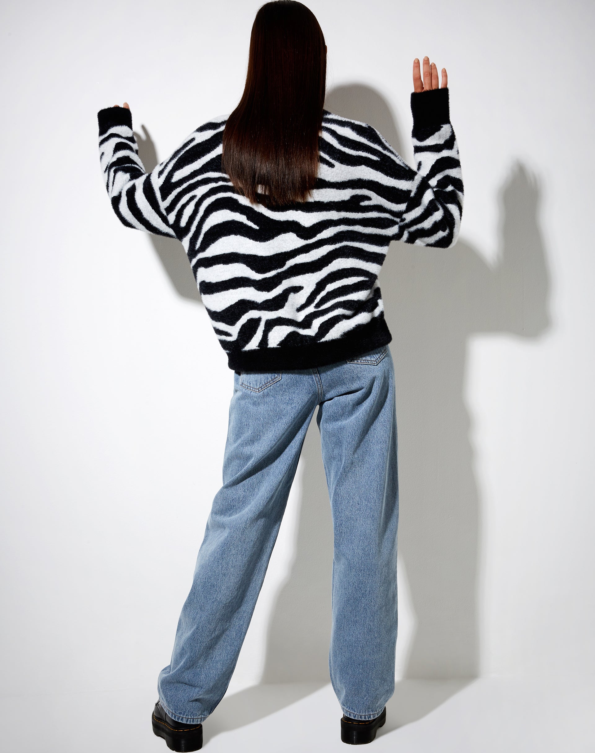 Image of Eleni Jumper in Knit Zebra Black and White