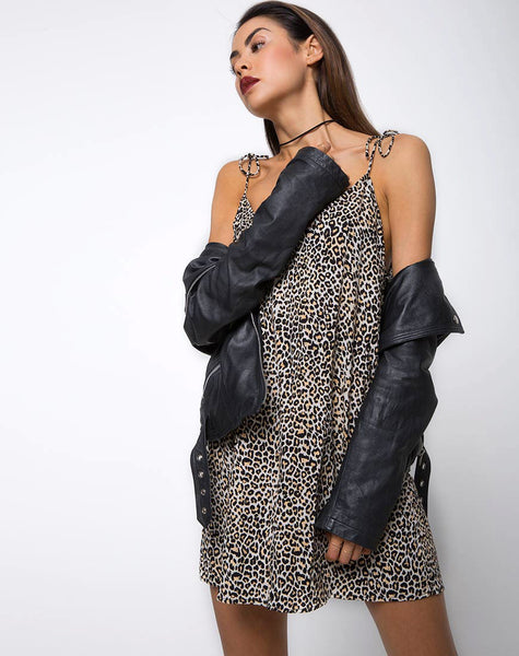 Elgia Slip Dress in Rar Leopard Brown motelrocks