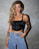 Image of Elicia Crop Top in Black Rose Flock