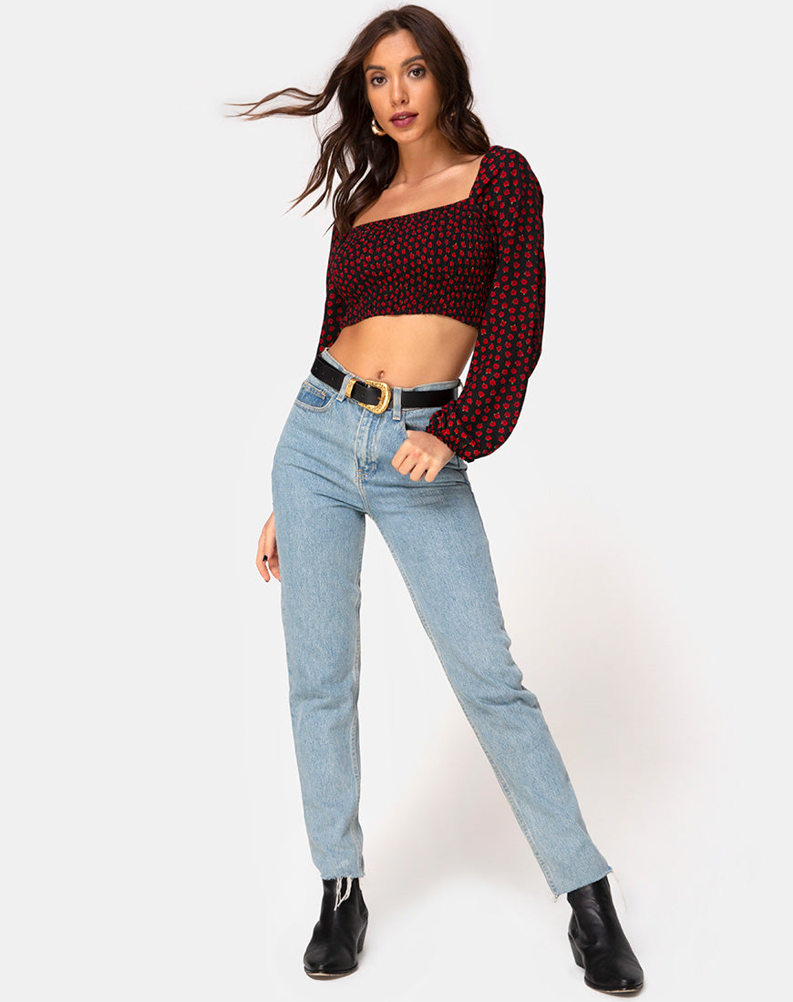 Image of Elina Top in Dotty Rose Black