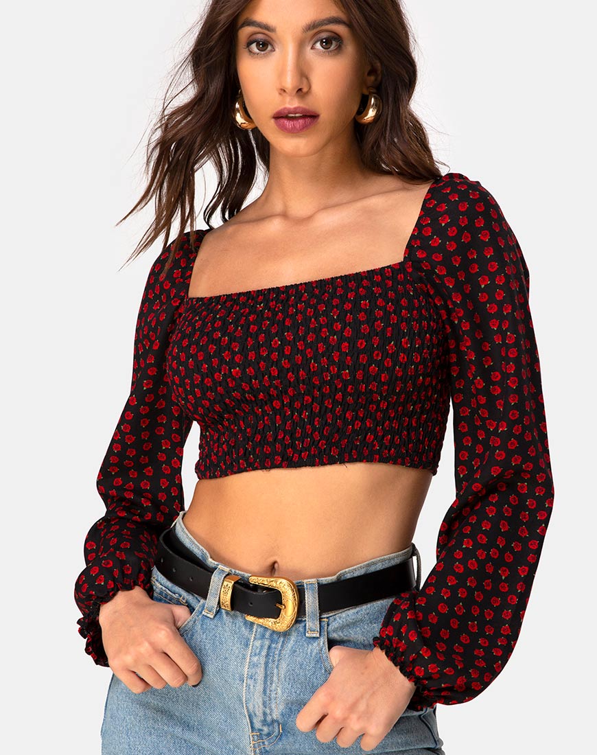 Image of Elina Top in Dotty Rose Black