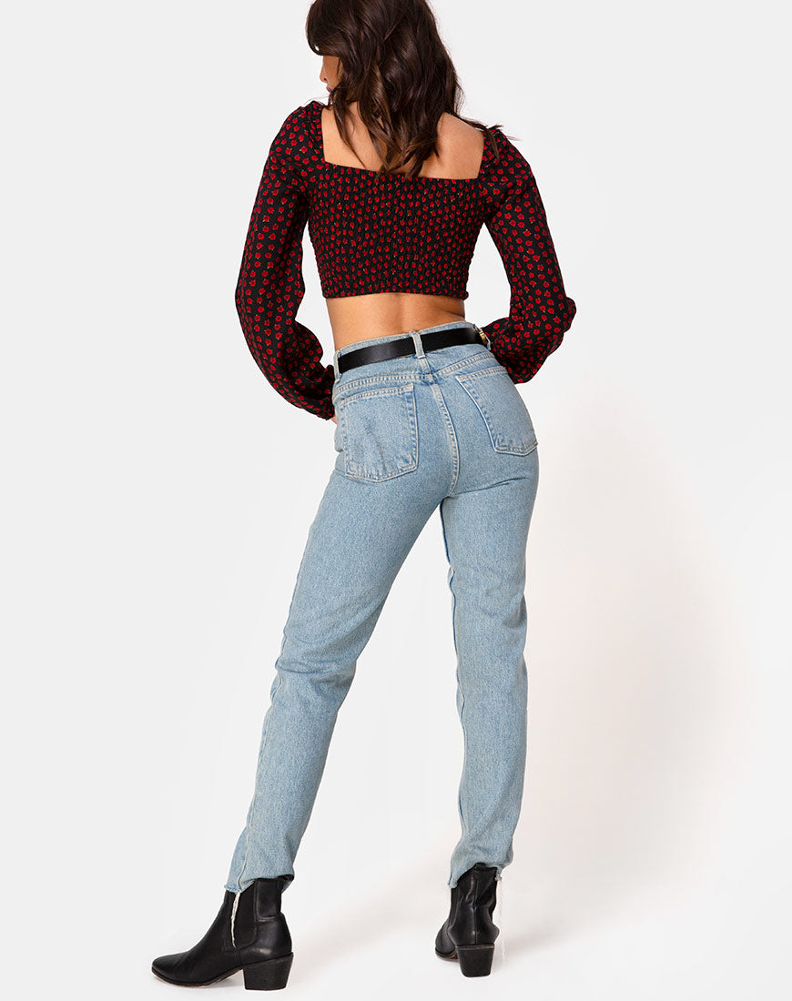 Image of Elina Top in Dotty Rose Black