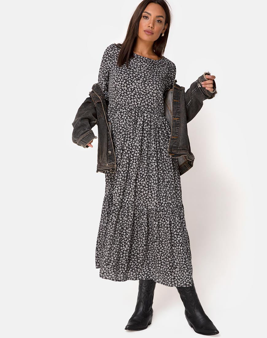 Image of Ellery Dress in Ditsy Rose Black