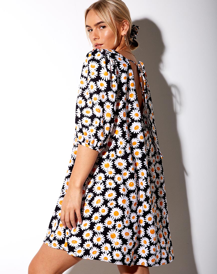 Image of Elna Babydoll Dress in Daisy Love Black