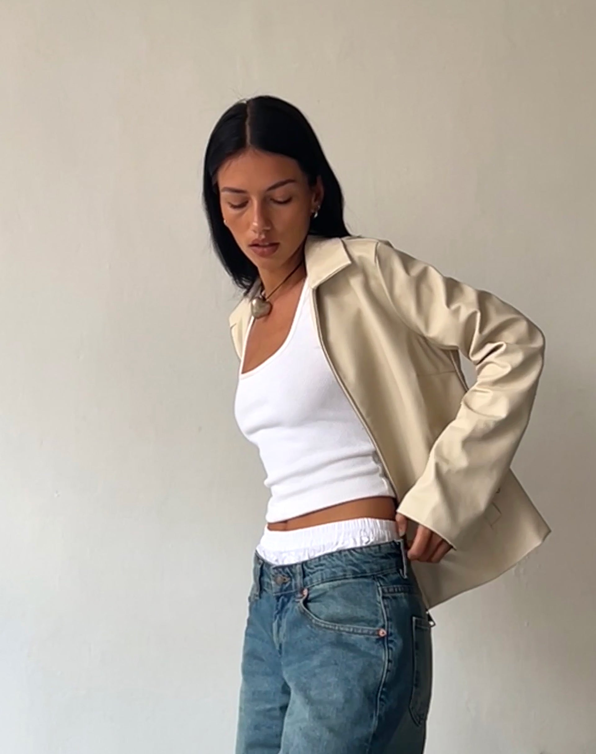 Image of Enid Jacket in PU Ivory