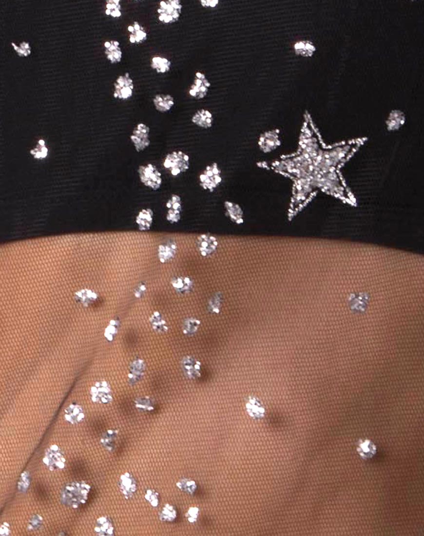 Image of Ether Longsleeve Top in Silver Star on Glitter Net
