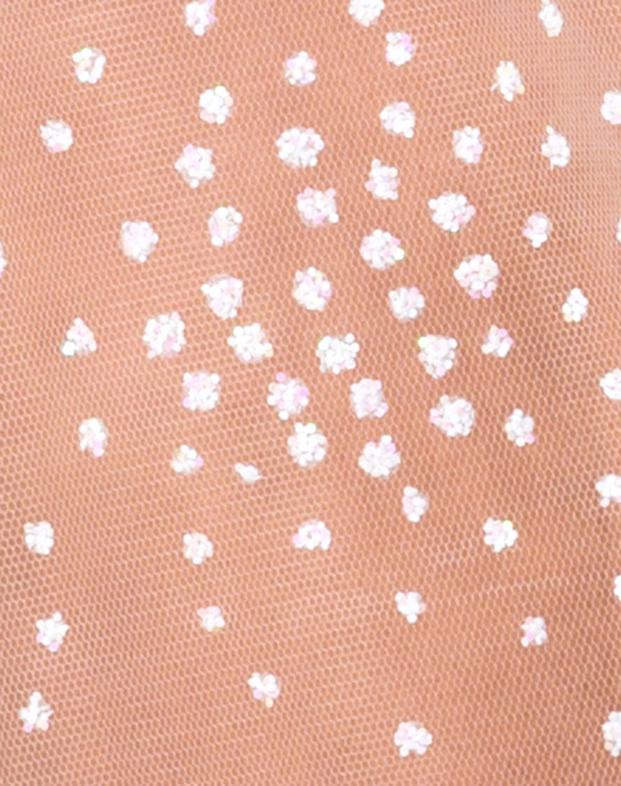 Image of Ether Longsleeve Top in White Glitter on Net White