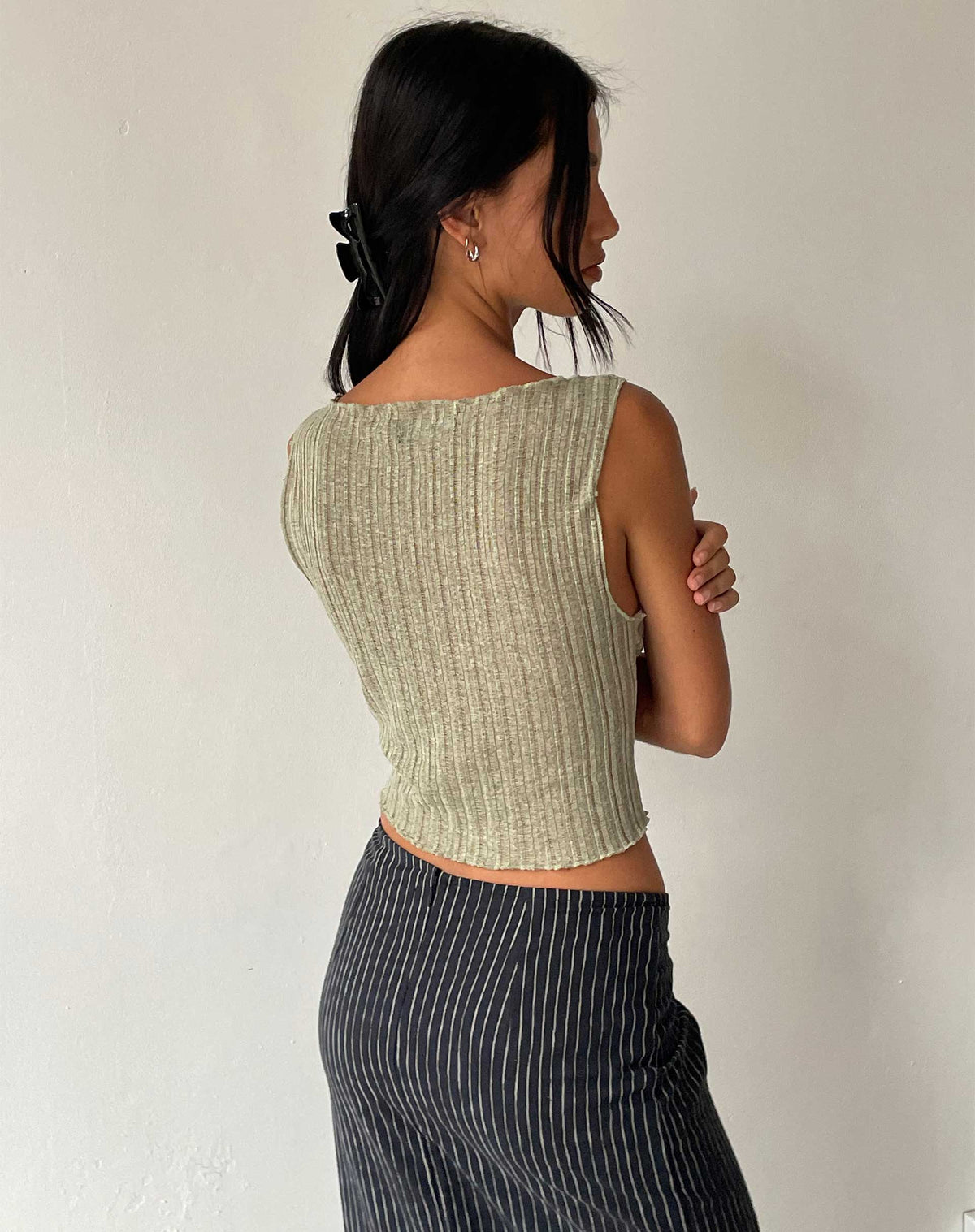 Sander Organic Ramie Cotton Vest Sage