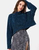 Image of Evie Cropped Sweatshirt in Chenille Blue