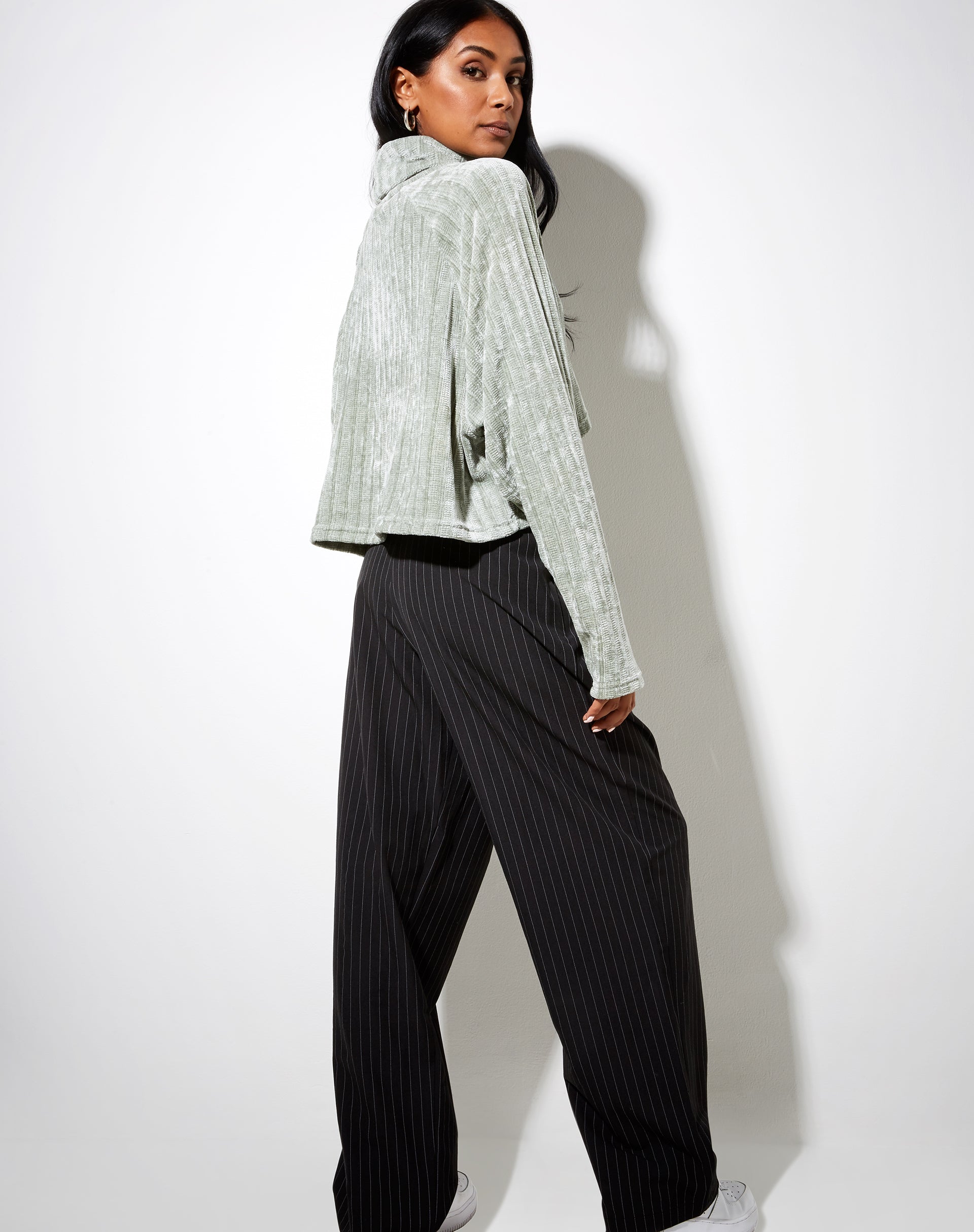 Image of Evie Cropped Jumper in Chenille Sage