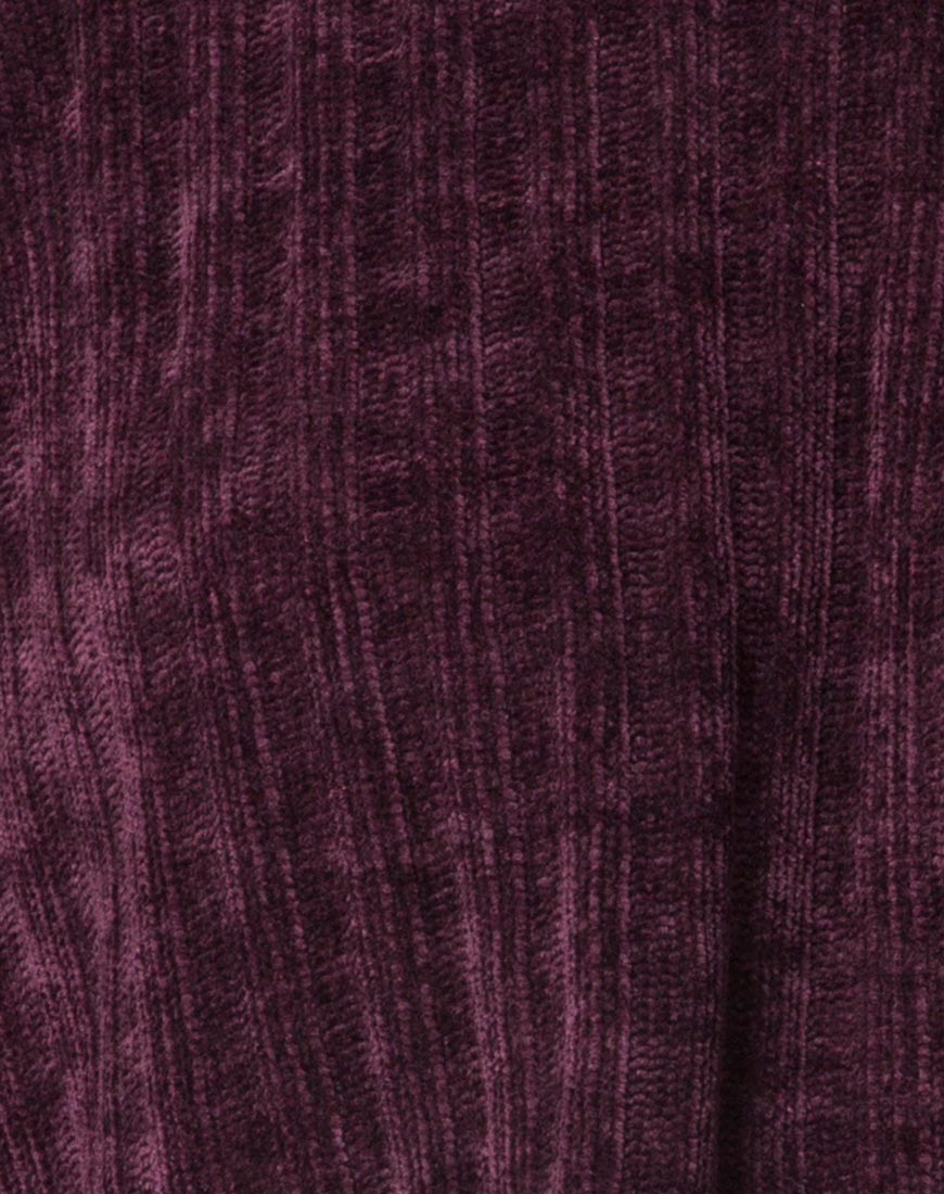 Image of Evie Cropped Sweatshirt in Chenille Plum