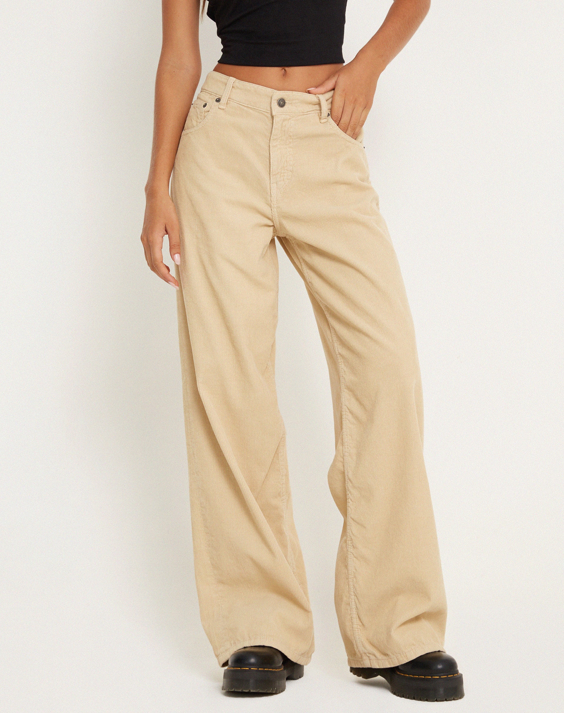 Image of Roomy Extra Wide Jeans in Cord Light Tan