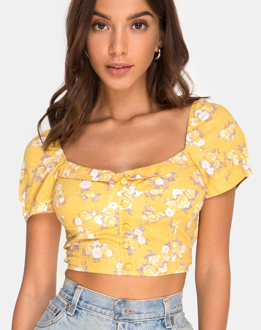 Image of Fahrani Top in Rose Bunch Yellow
