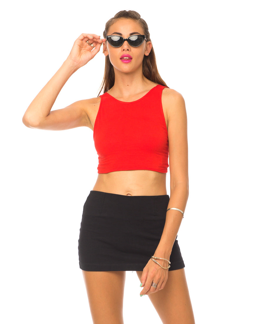 Motel Faith Tie Red Crop Top in Red