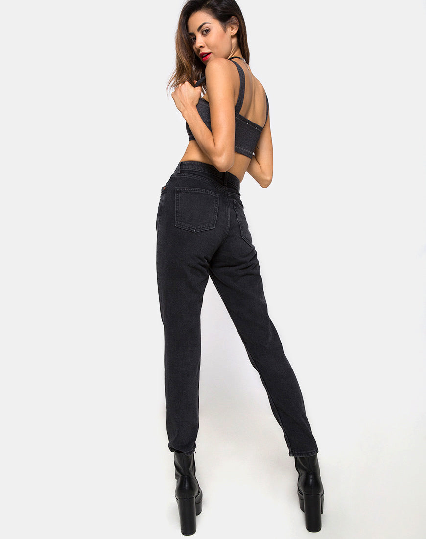 Image of Fallon Crop Top in Denim Black