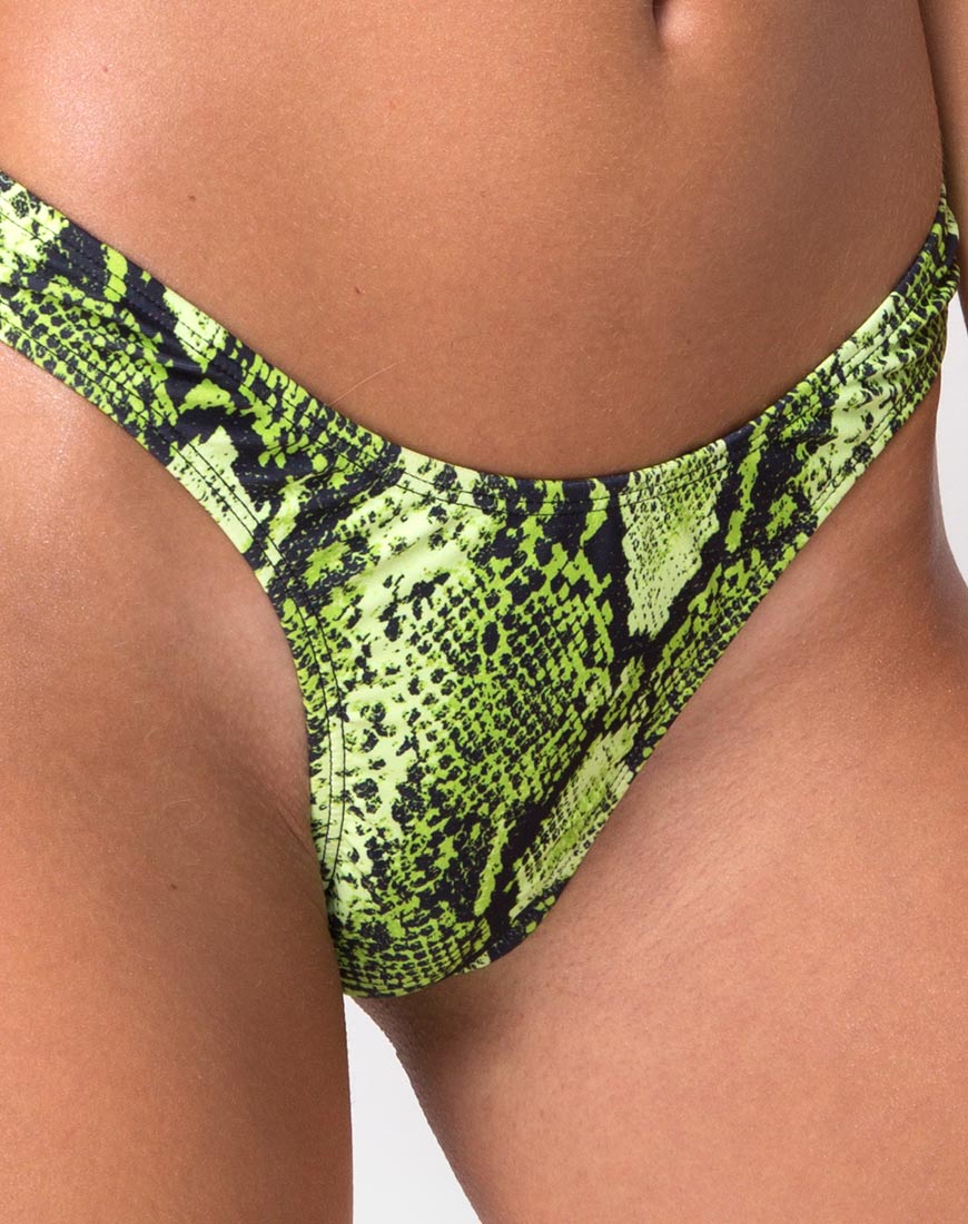 Image of Farida Bikini Bottom in Slime Lime Snake
