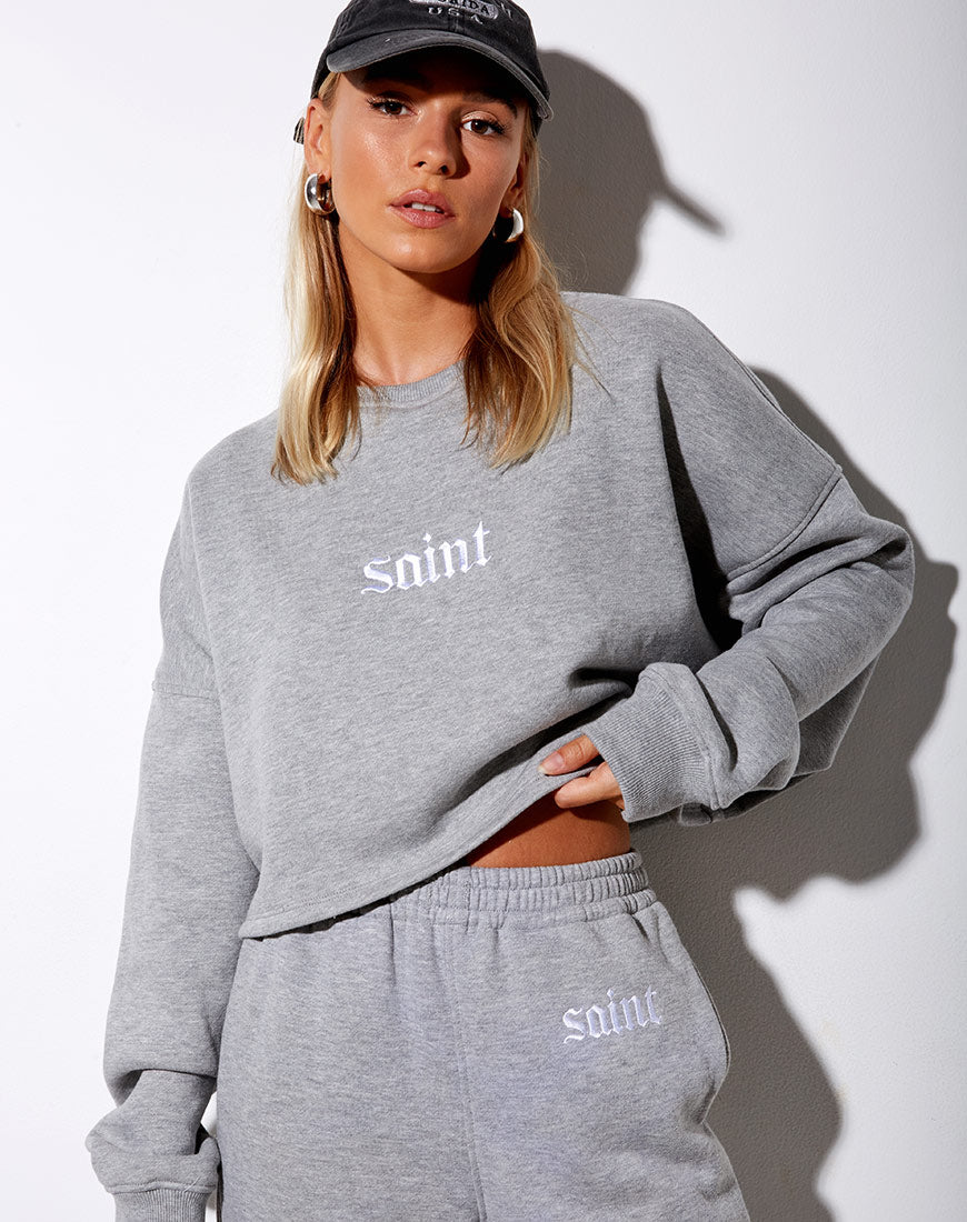 Image of Fawly Crop Top in Grey Marl Saint  Embro