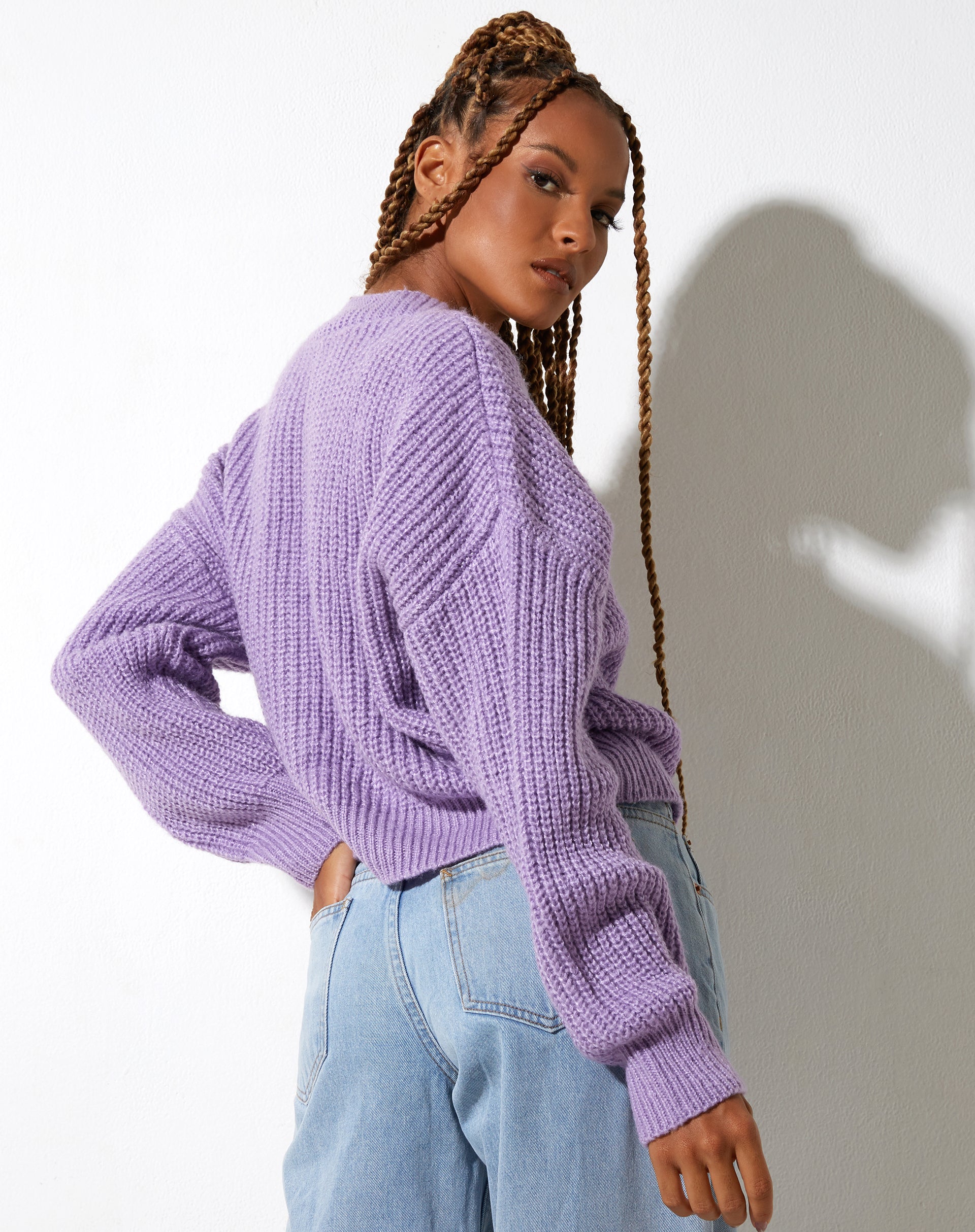 image of Faya Cardigan in Knit Purple