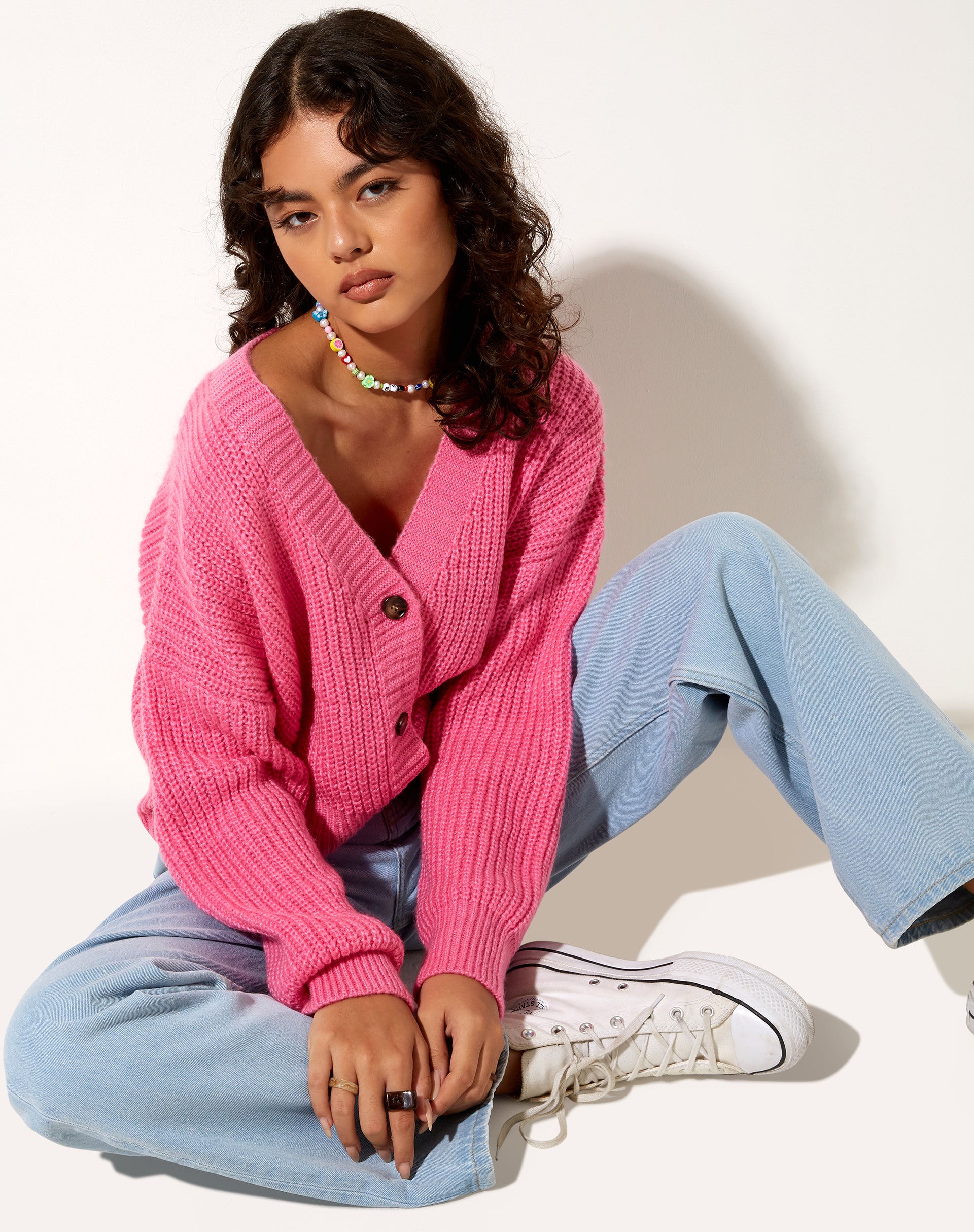 Bubblegum pink cardigan deals