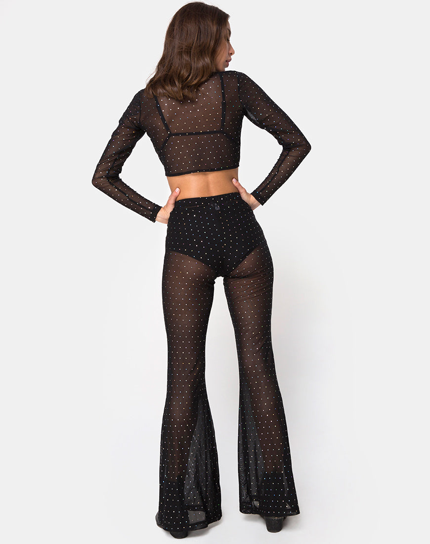 Image of Herlom Flare Trouser in Net Crystal Black  X Princess Polly