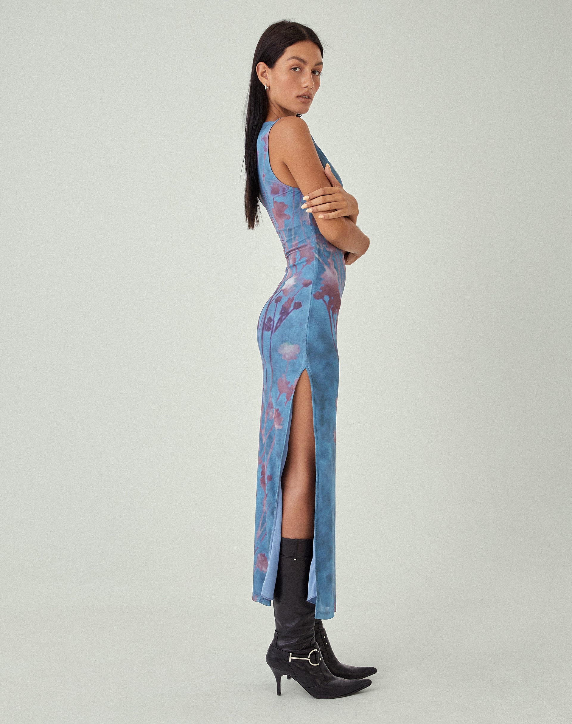 blue dress motel rocks Cynthia Mini Dress in Shimmer Rib Light Blue