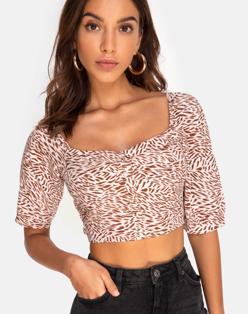 Image of Flory Crop Top in Safari Taupe by Motel