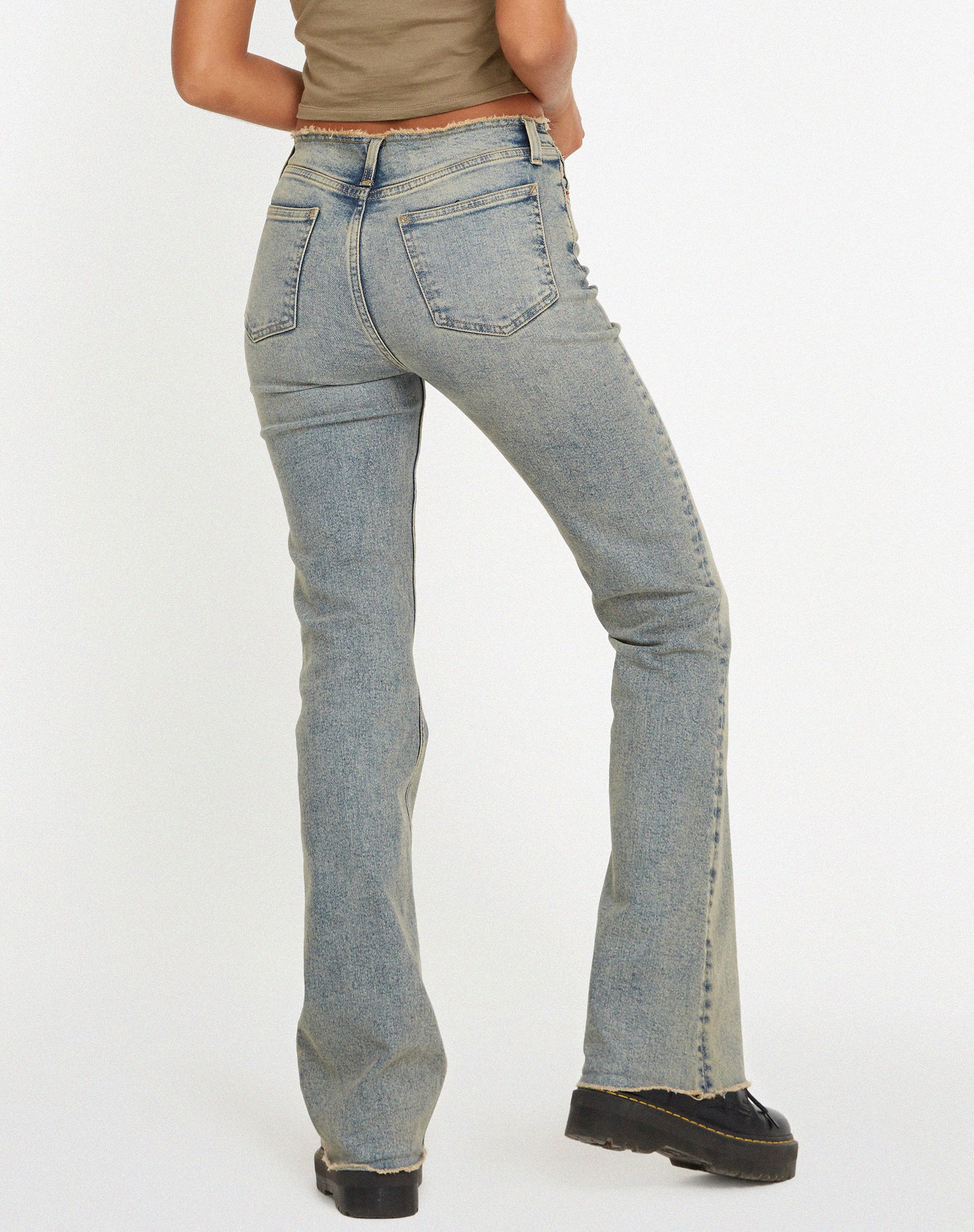 Light Wash Denim Low Rise Frayed Jeans | Frayed Low Rise – motelrocks.com