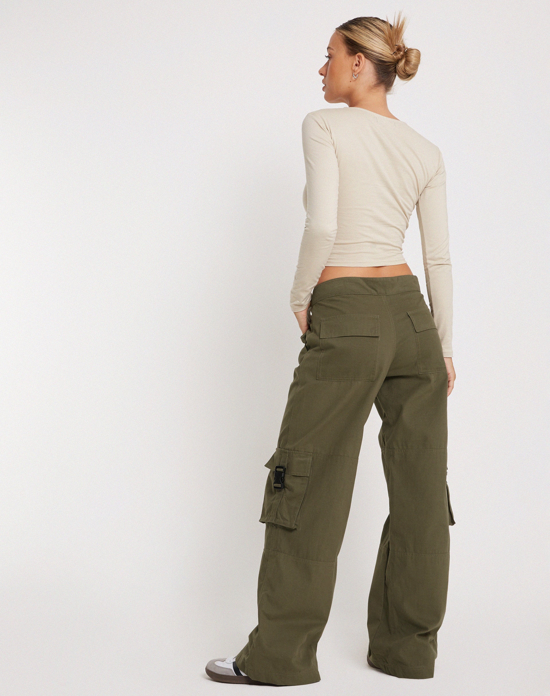 image of Freddy Low Rise Cargo Trouser in Military Khaki