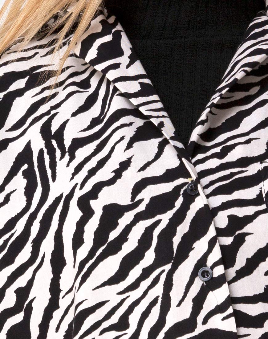 Image of Fresia Mini Dress in 90s Zebra Black and White