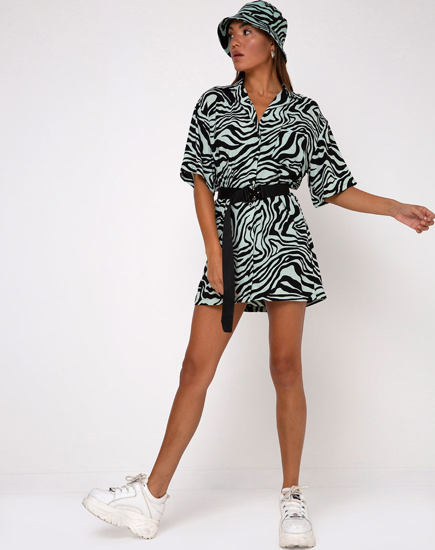 Image of Fresia Shirt Dress in Wavey Zebra Mint