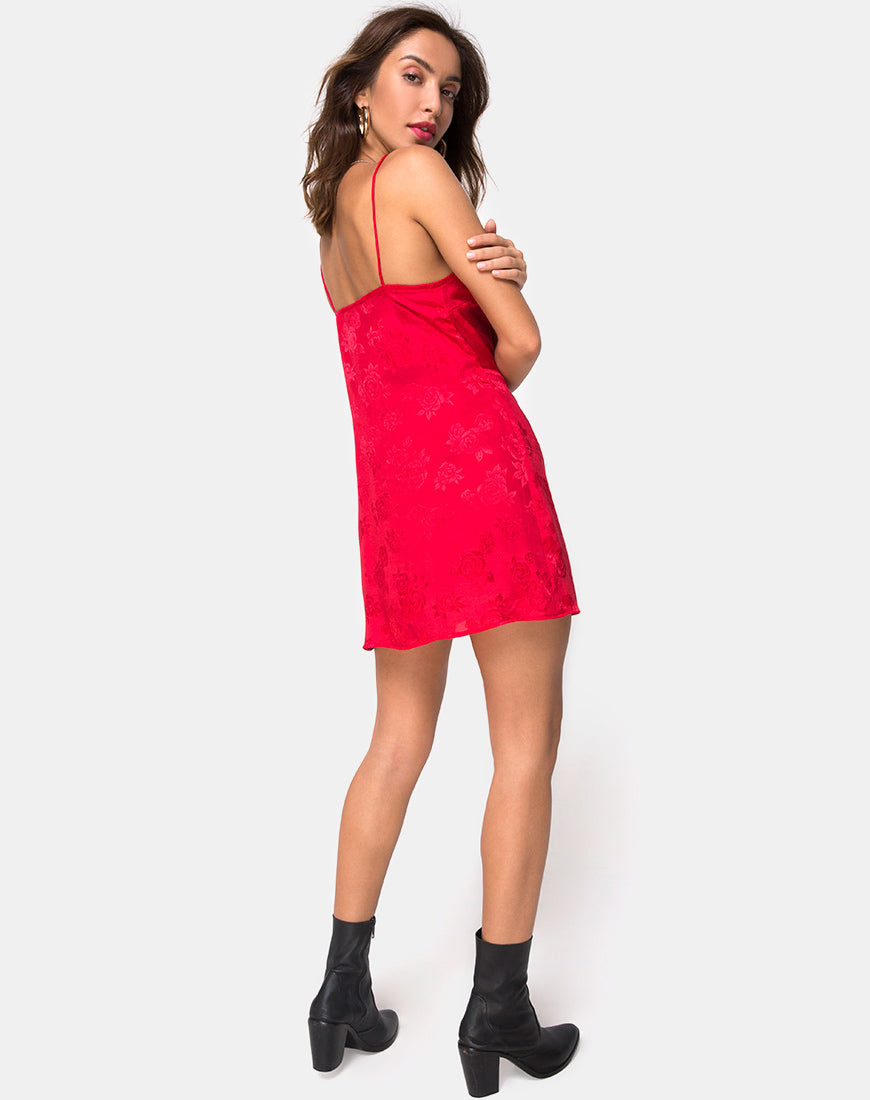 Image of Furiosa Wrap Dress in Satin Rose Red