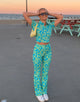 Image of Motel X Barbara Kristoffersen Wuma Cropped Shirt in Retro Daisy Blue