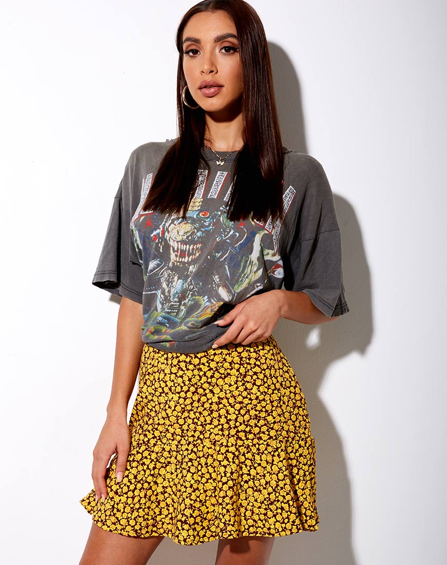 Image of Gaelle Skater Skirt in Ditsy Rose Marigold