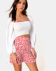 Image of Gaelle Mini Skirt in Ditsy Butterfly Peach and Red